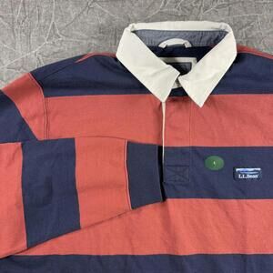 L.L. Bean Shirt Men's L Blue Red Rugby Heavy Cotton NEW